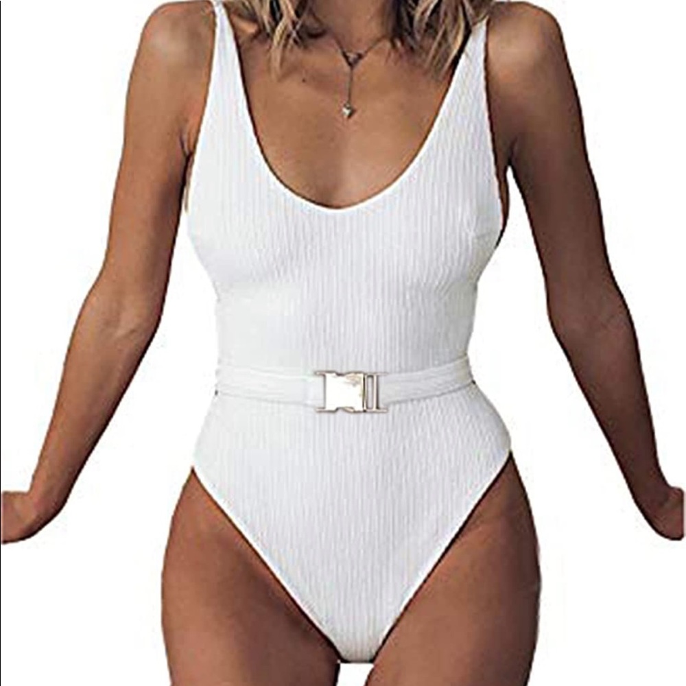 White ribbed bathing suit